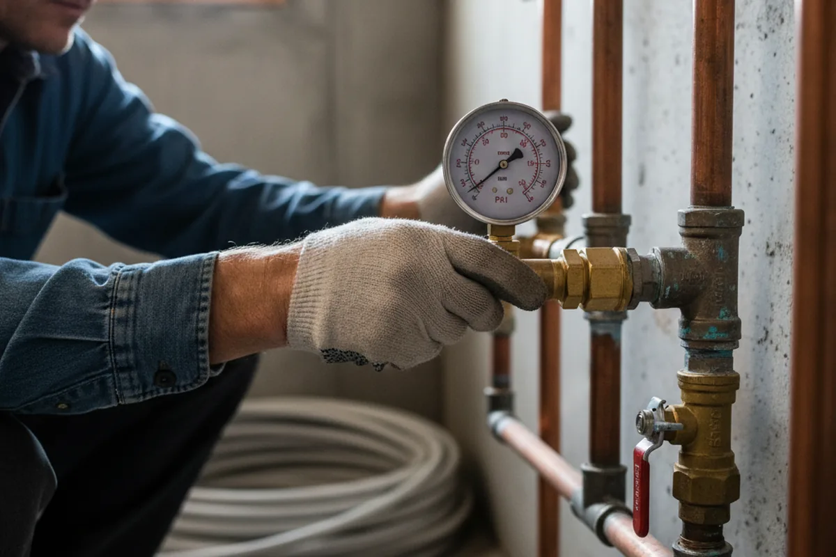 Pressure testing a repaired line during Water Line Repair in Claypool